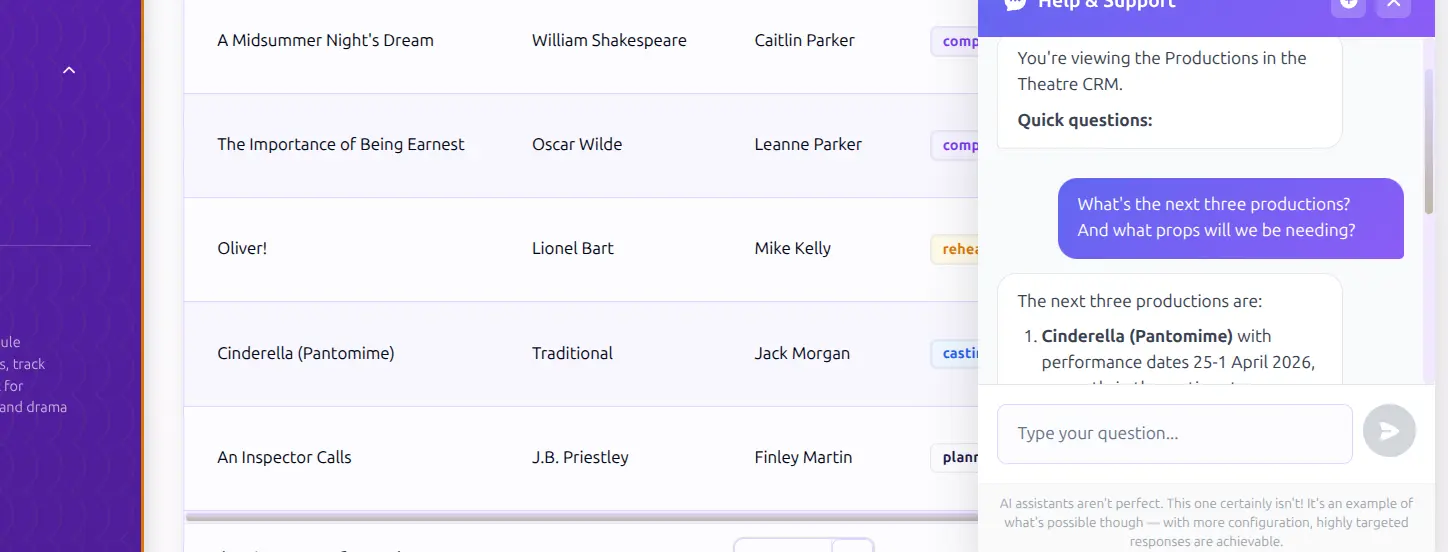 AI chatbot conversing with a CMS interface