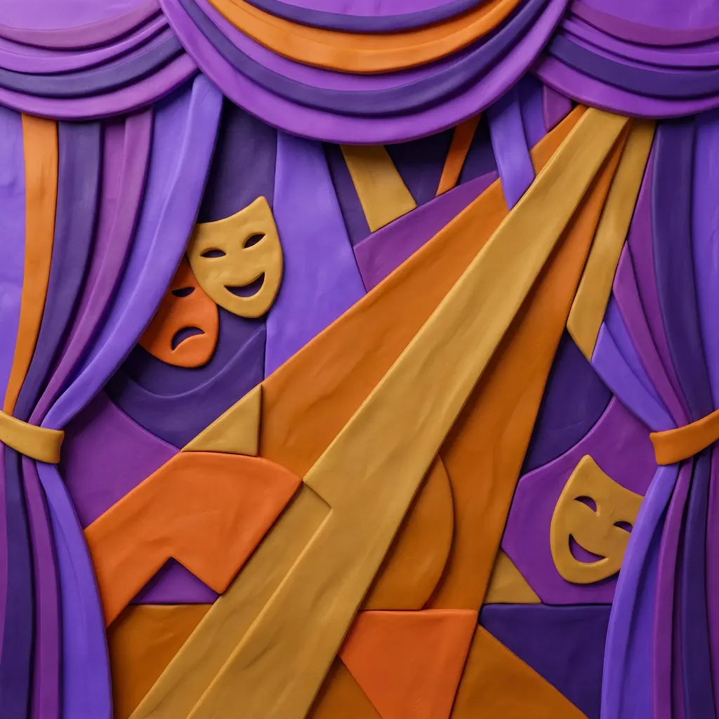 Theatre stage scene in colorful clay